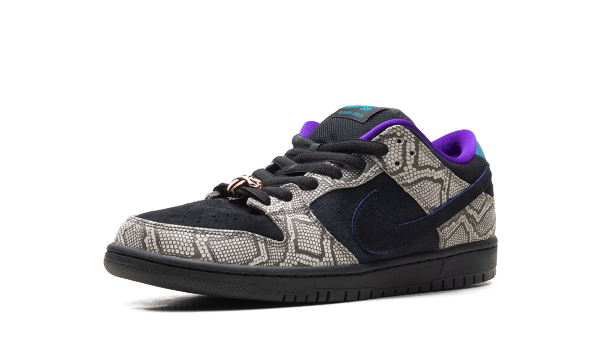 SB Dunk Low Dashawn Jordan Copperhead - Black Suede Skate Shoe with Snakeskin Texture