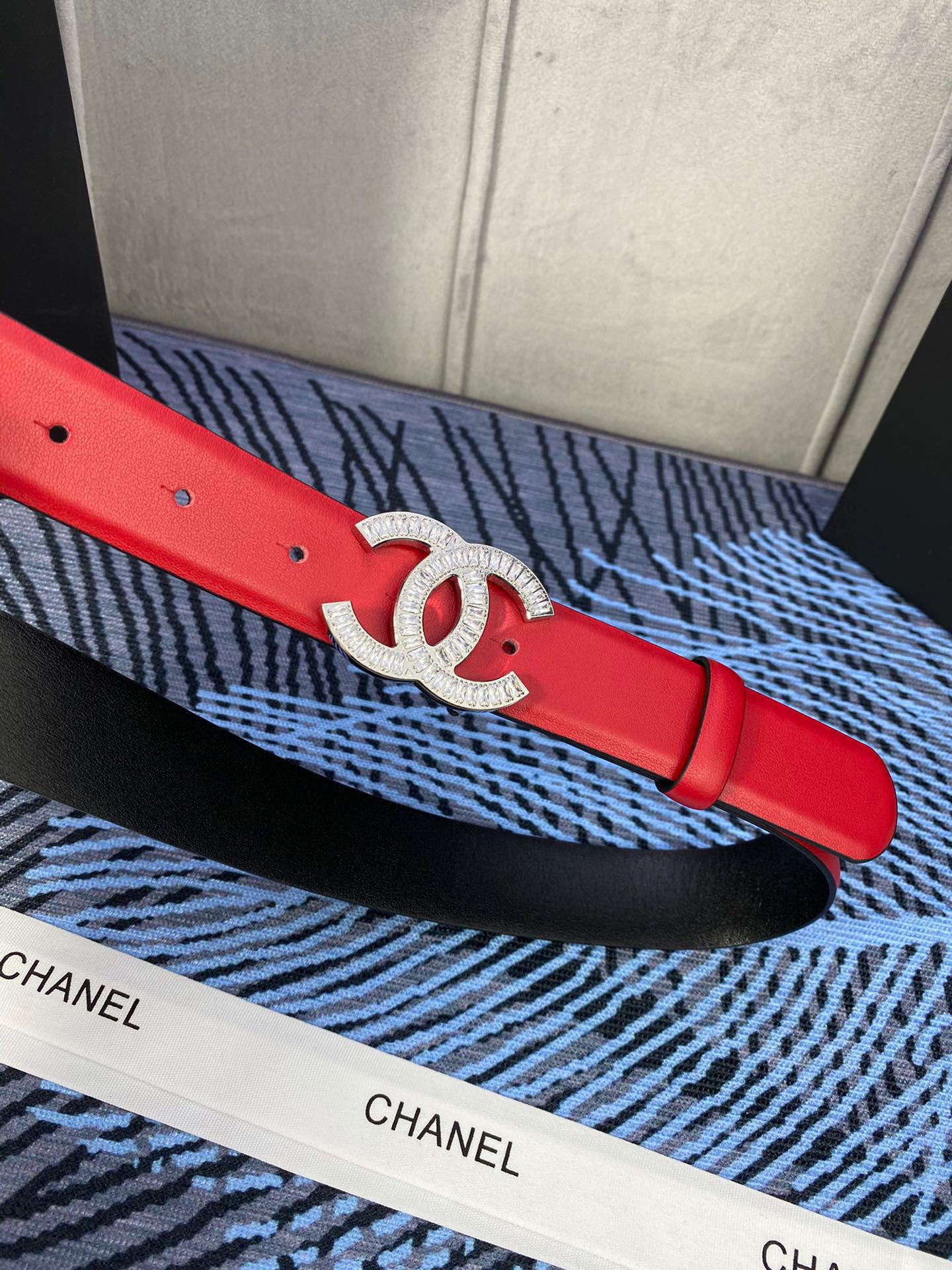 CC Women's Belt 3.0CM Red Cowhide 615099