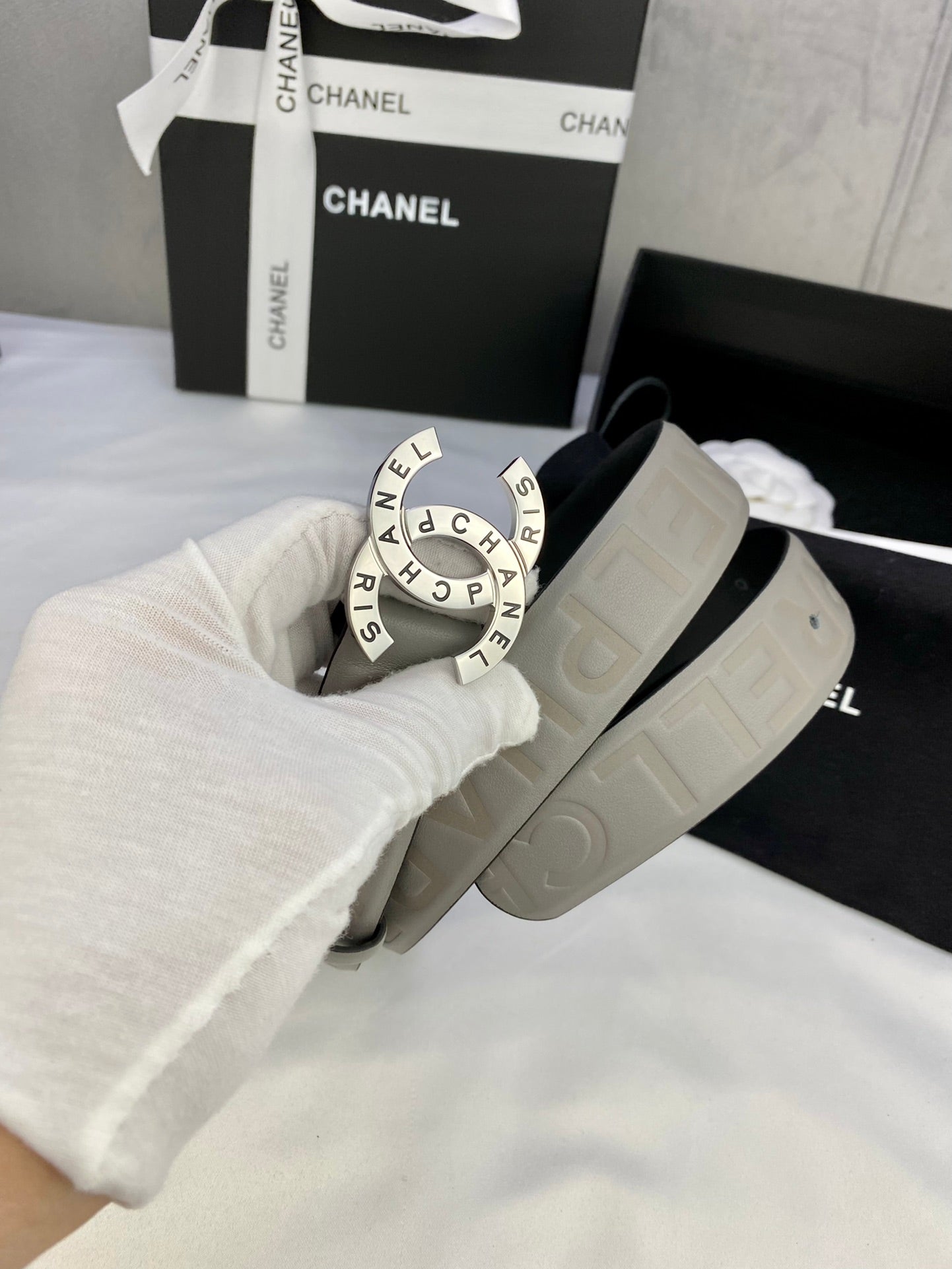 CC Women's Belt 3.0CM Charcoal Grey Cowhide 586500