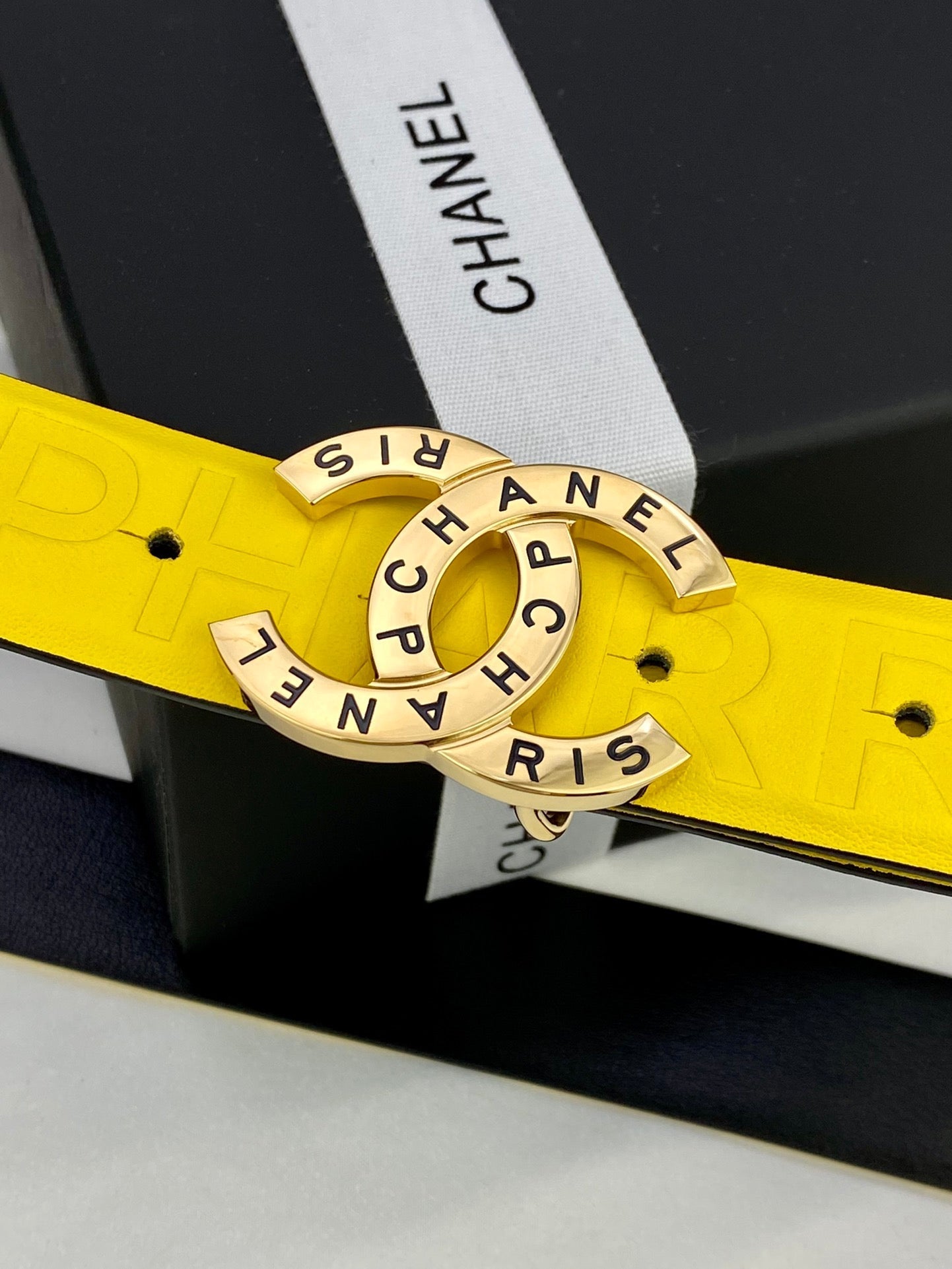 CC Women's Belt 3.0CM Yellow Cowhide 586498