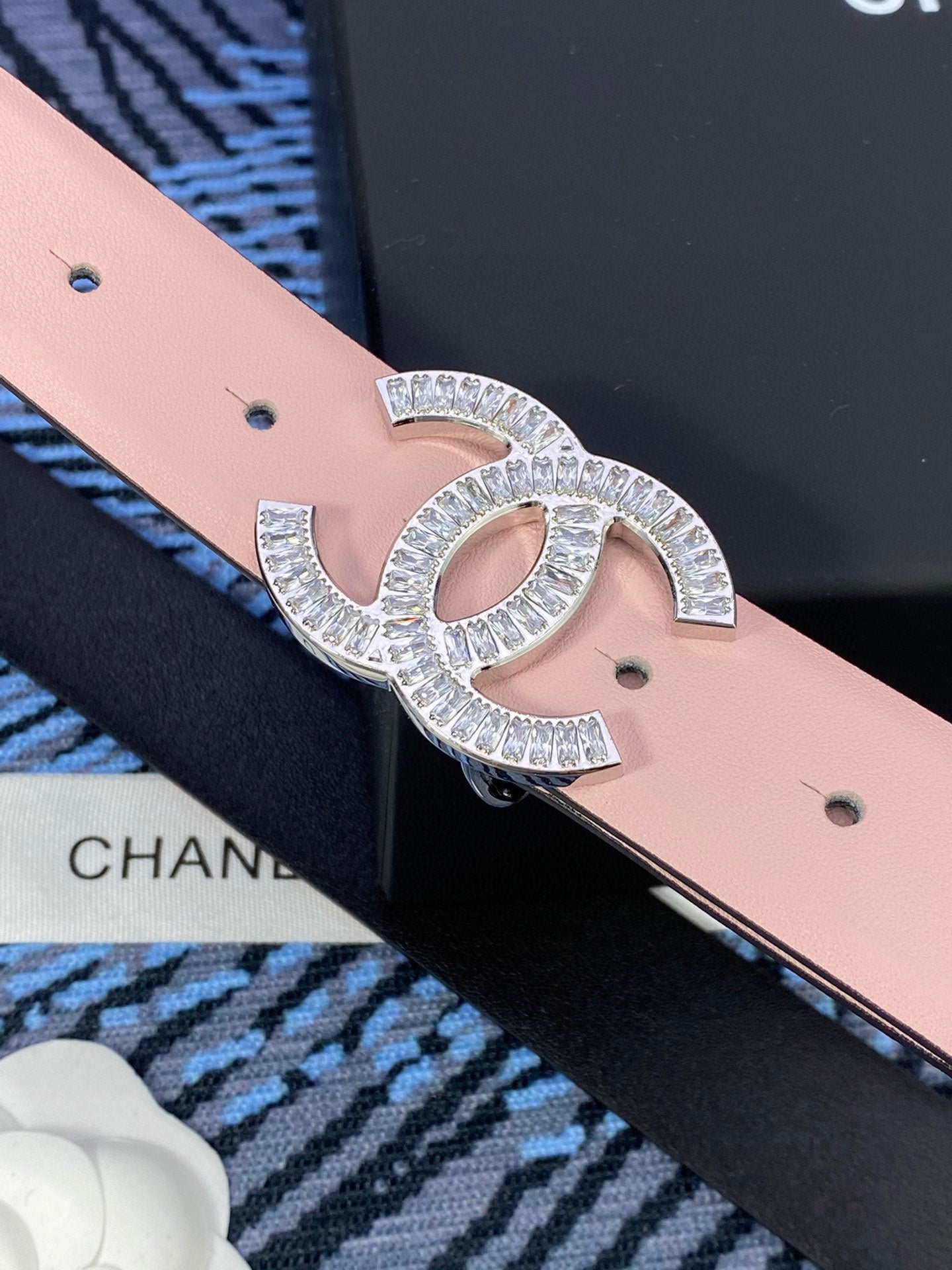 CC Women's Belt 3.0CM Pink Cowhide 615095