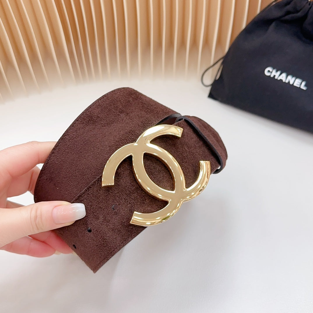 CC Rhinestone Belt 5.0CM Dark Brown Leather Buckle 180971