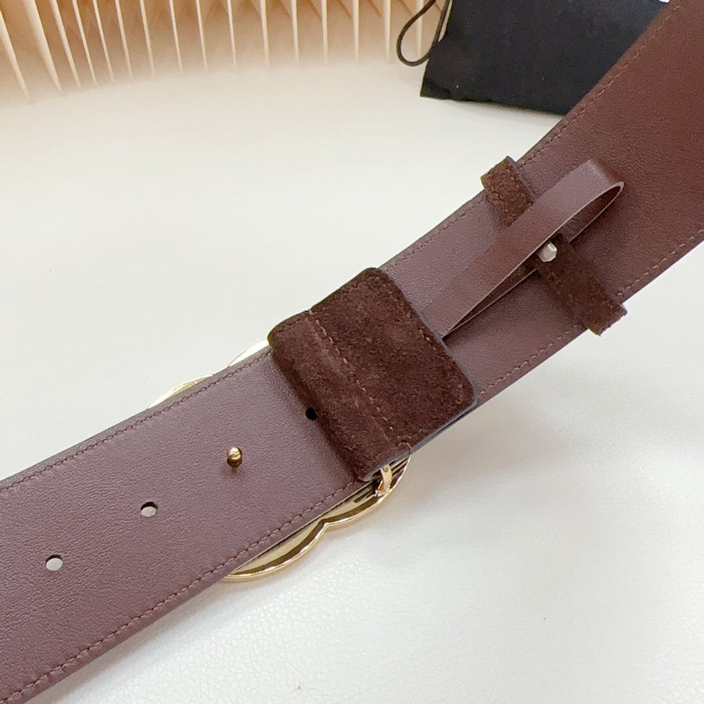 CC Rhinestone Belt 5.0CM Dark Brown Leather Buckle 180971