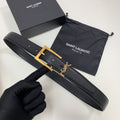 YSL Belt 30mm Black Cowhide Gold Hardware