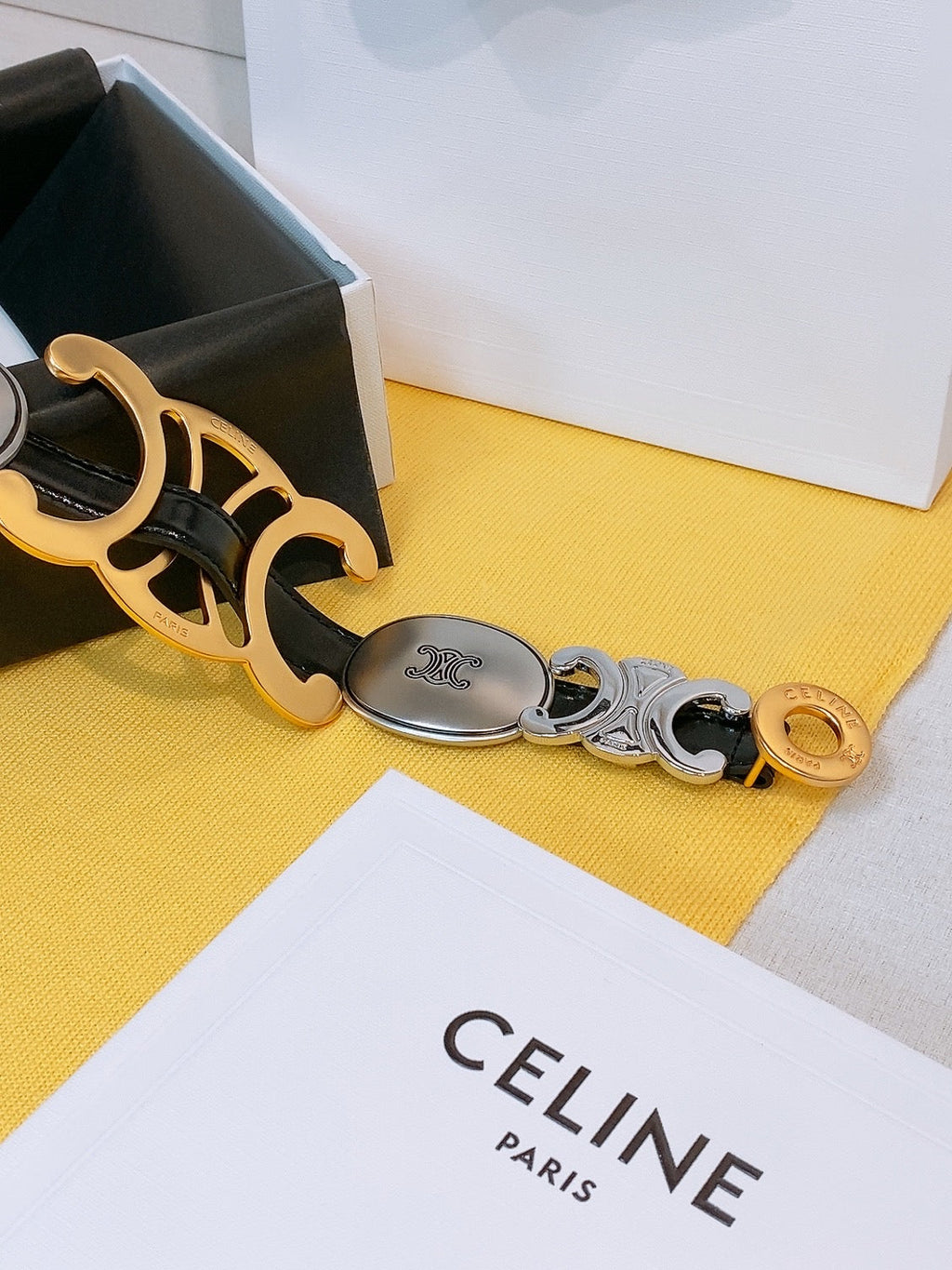 CL Signature Belt 1.8cm Black Taurillon Leather 211352