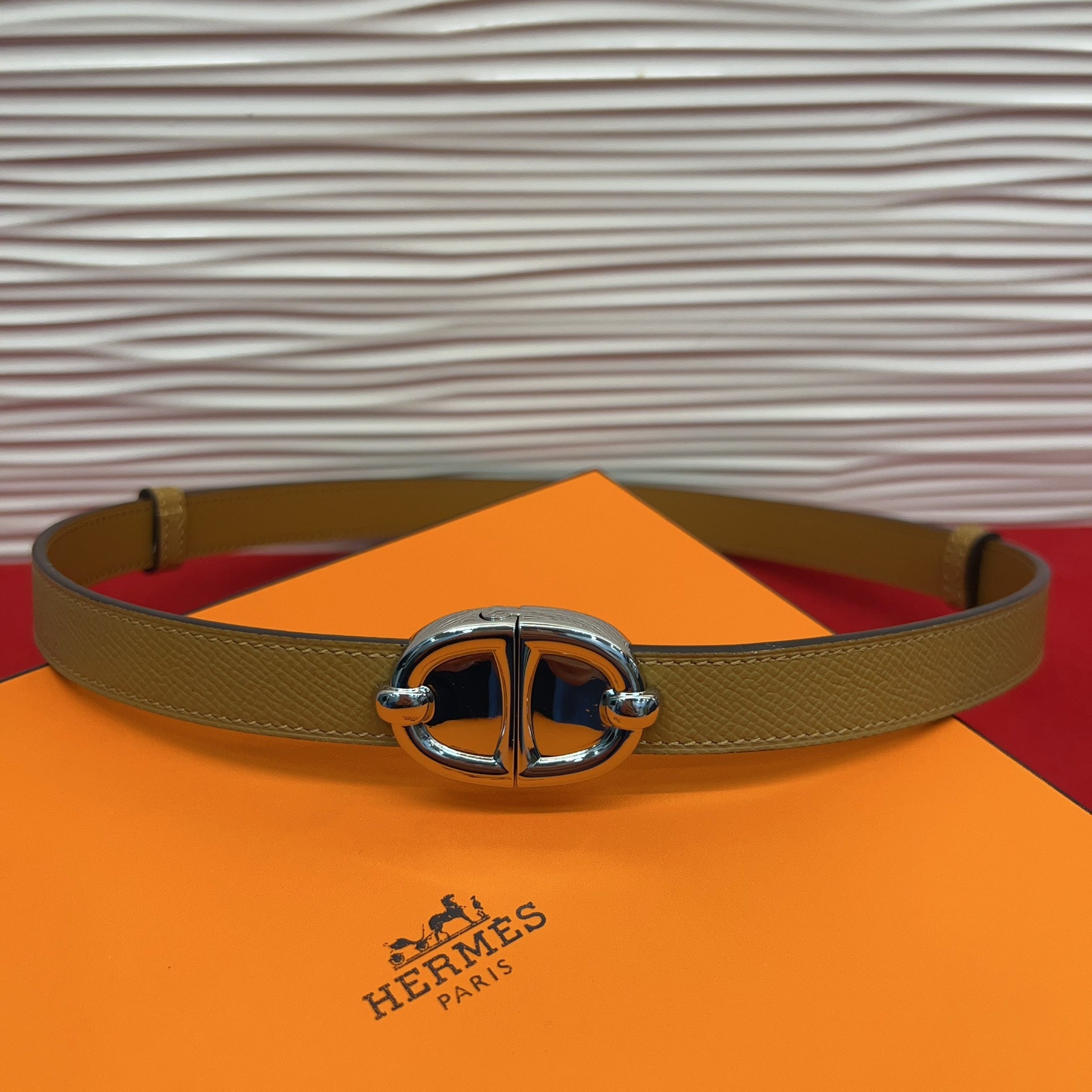 HM Chaine d'Ancre Belt 18MM Brown Epsom Calfskin SHW 212448