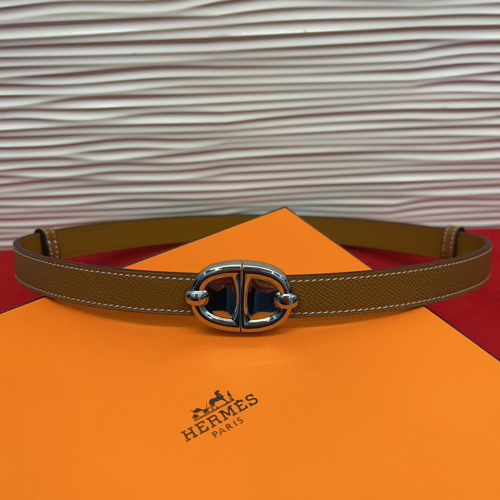 HM Chaine d'Ancre Belt 18MM Dark Brown Epsom Calfskin SHW 212451