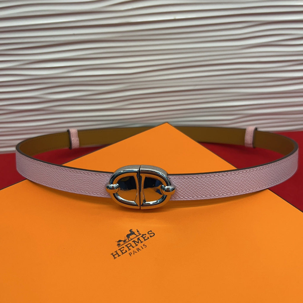 HM Chaine d'Ancre Belt 18MM Pink Epsom Calfskin SHW 212452