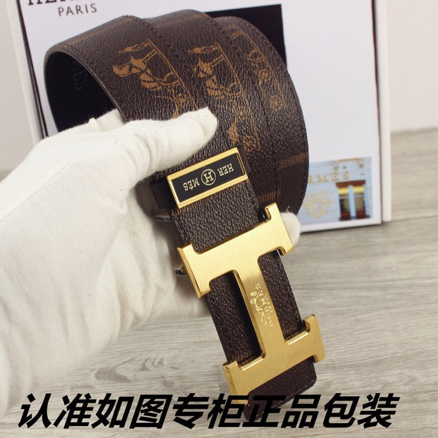 HM Constance Belt 38mm Brown Cowhide Gold Buckle 620195