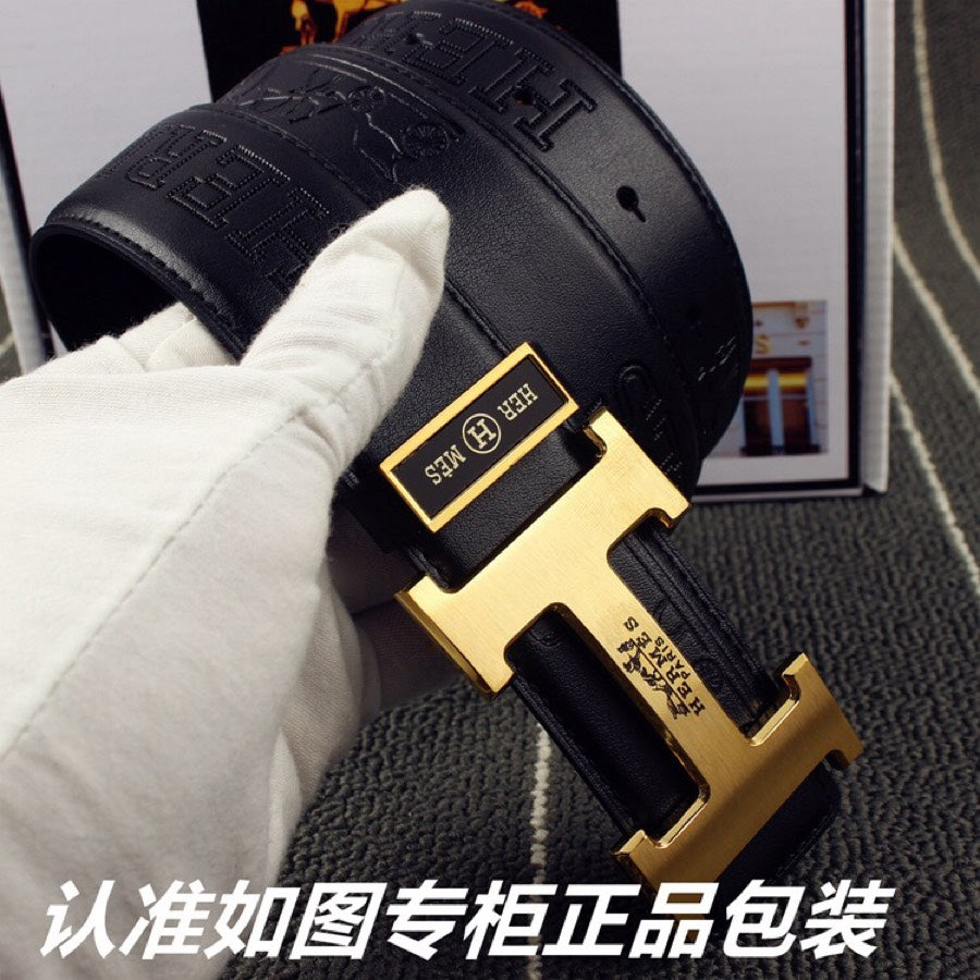 HM Original Belt 38mm Black Cowhide Gold Buckle 620273