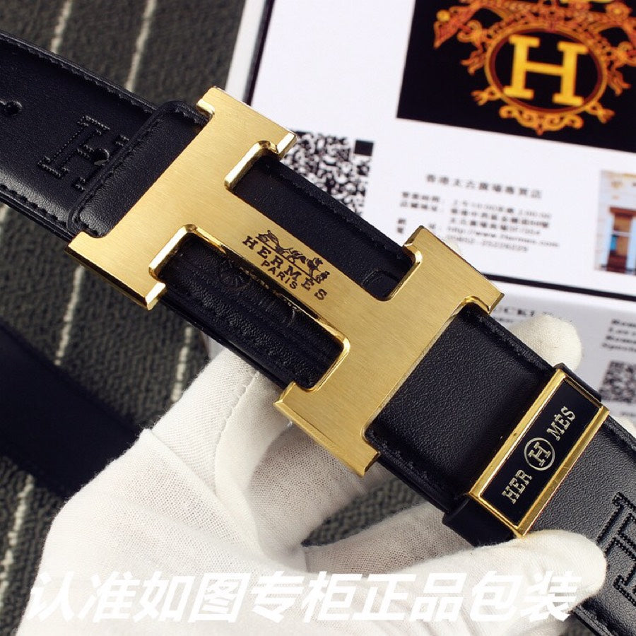 HM Original Belt 38mm Black Cowhide Gold Buckle 620273