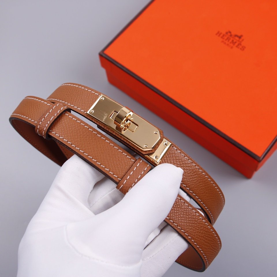 hm kelly belt 18mm gold calfskin pink gold buckle