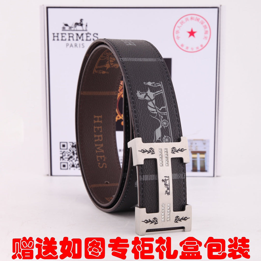 HM Constance Belt 38mm Black Brown Cowhide Gold Buckle 620188