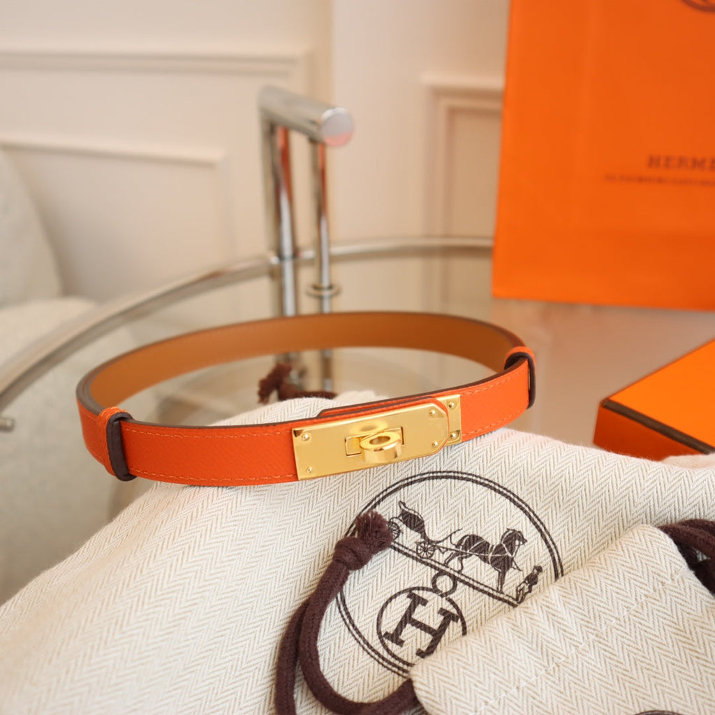 hm kelly belt 18mm orange epsom leather