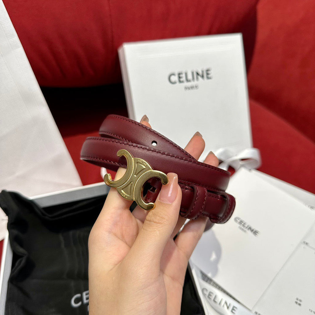 CEL 18mm Triomphe Belt in Taurillon Light Burgundy Leather