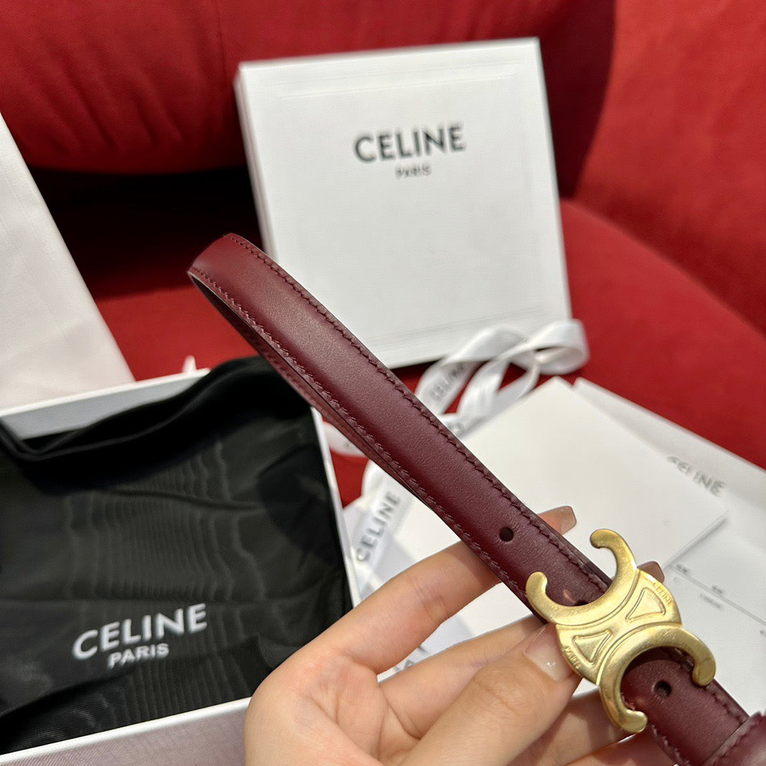 CEL 18mm Triomphe Belt in Taurillon Light Burgundy Leather