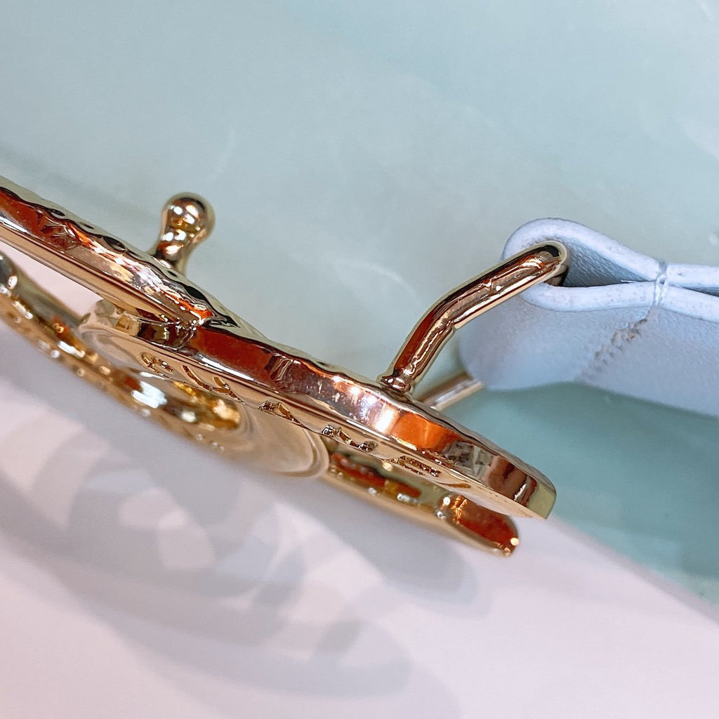 CC WOMEN'S BELT 3.0CM PINK GOLD BUCKLE LEATHER WHITE