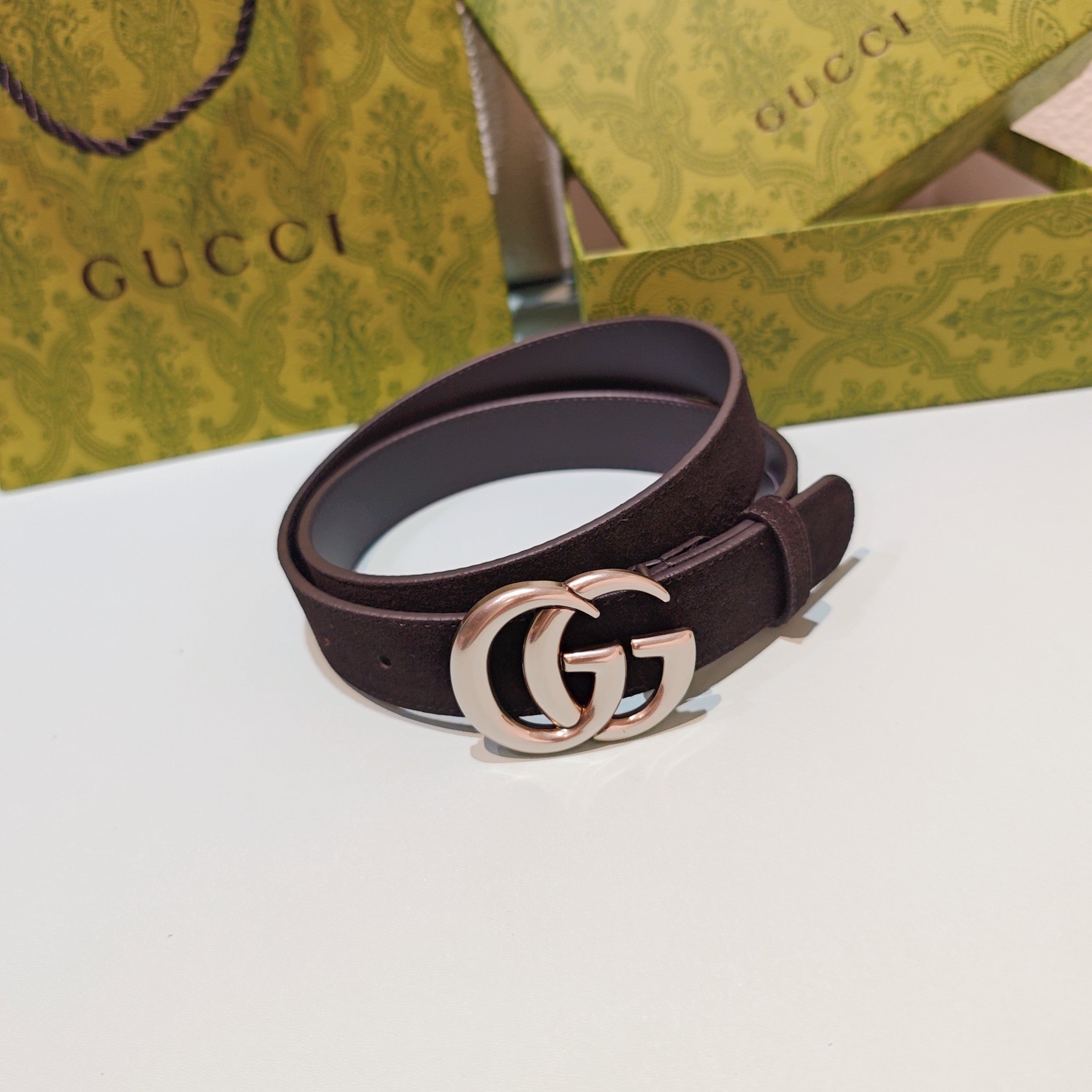 GG Marmont Belt 3cm Suede Leather SHW 212495