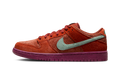 Nike SB Dunk Low Pro Prm Mystic Red - All-Suede Skate Shoe with Emerald Accents