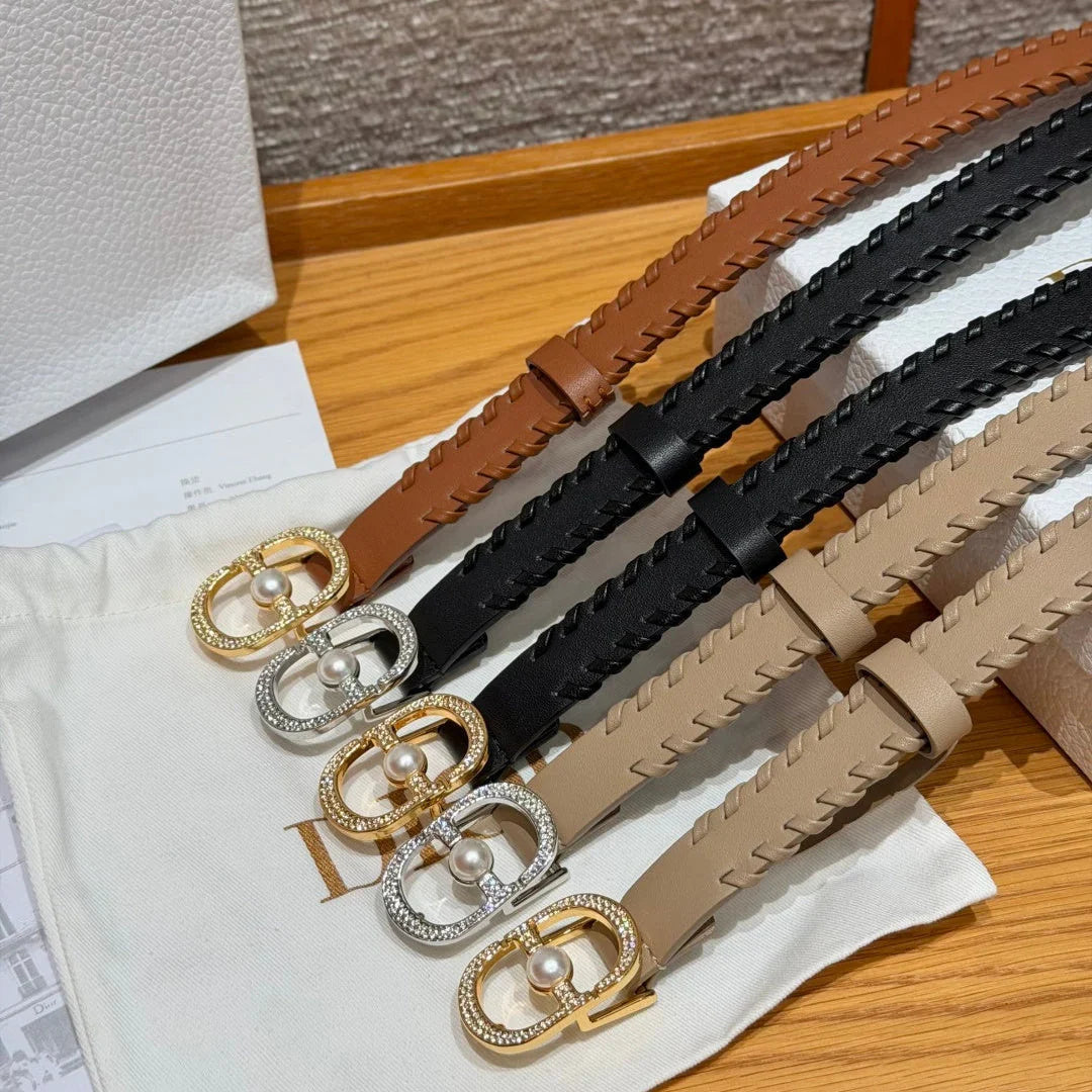 CD 2026 Hand-woven Calfskin Belt 20mm With Braided Rope Trim