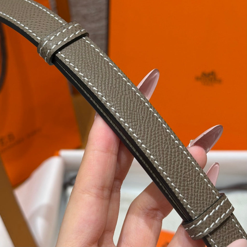 HM Chaine d'Ancre Belt 1.8cm Grey Epsom Calfskin 212435