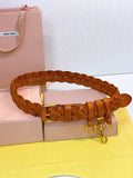 Miu 26s Tan Brown Woven Belt 211533