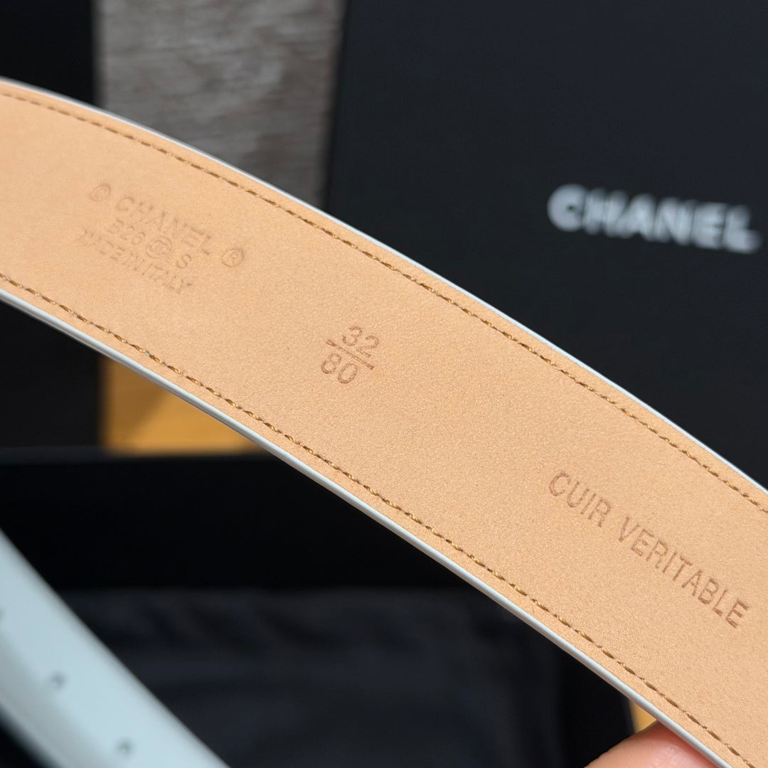 CC 3.0cm 2026 Métiers d'art Belt White Calfskin 209285