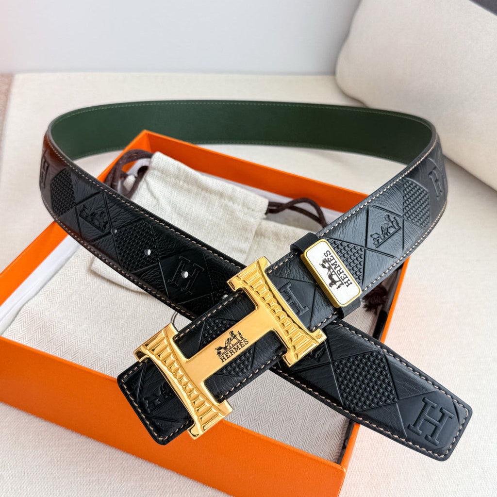 HM Constance Belt 38mm Black Cowhide Gold Buckle 620242