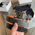 CL Black 25mm Triomphe Enamel Saddle Dark Brown Monogram Cowhide 615275