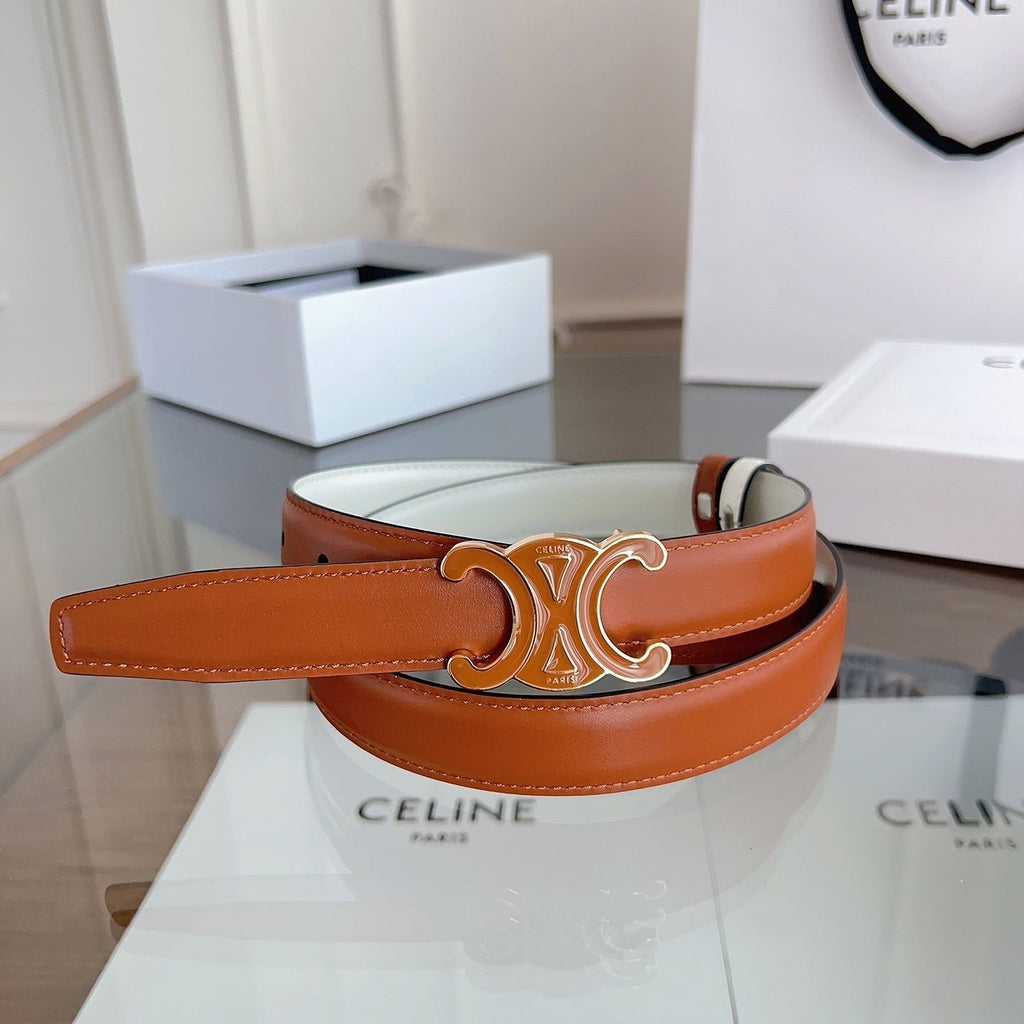 CL Brown 25mm Triomphe Enamel Saddle Brown White Cowhide 615280