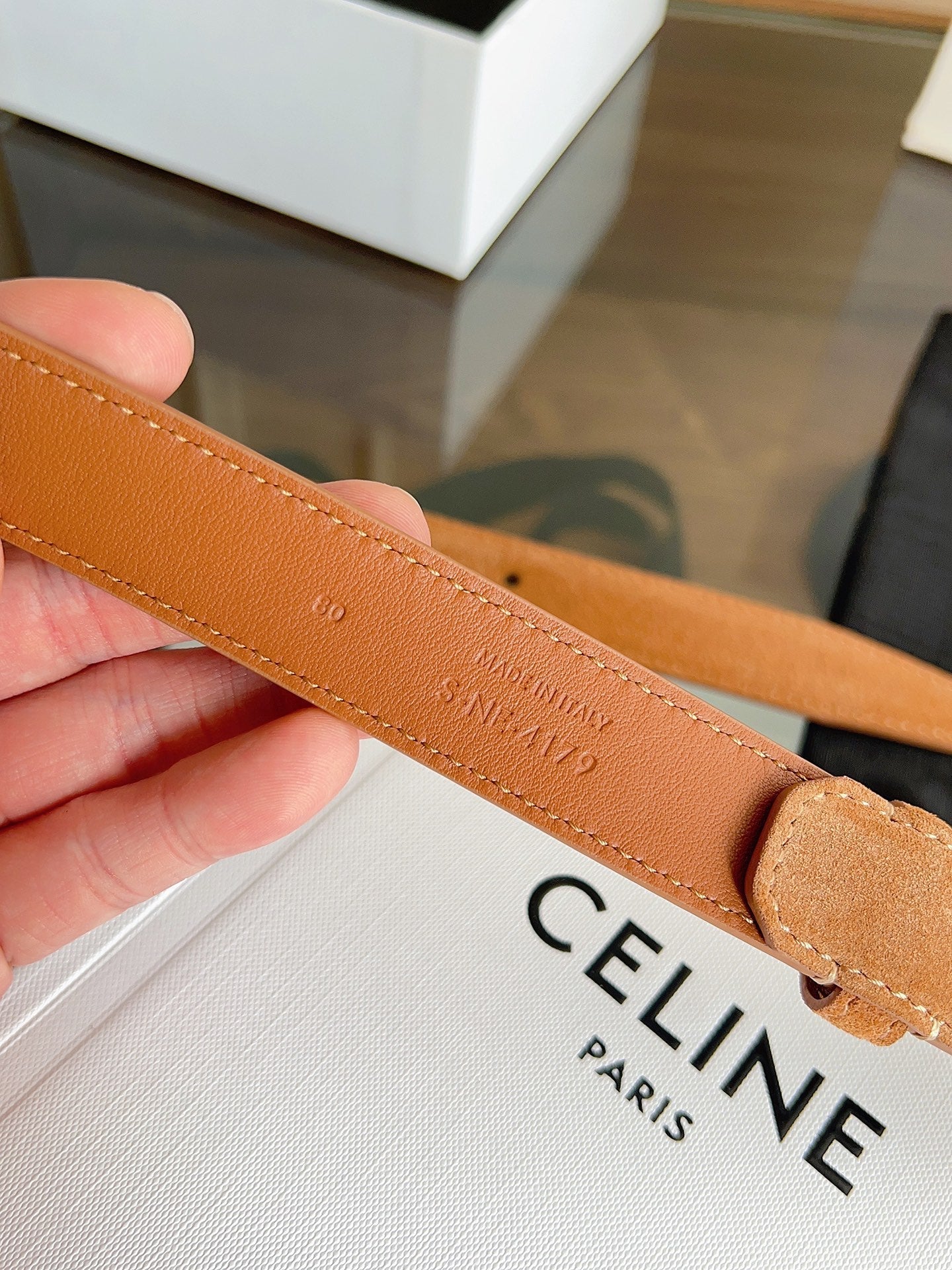 CL Gold 25mm Triomphe Tan Suede 616260
