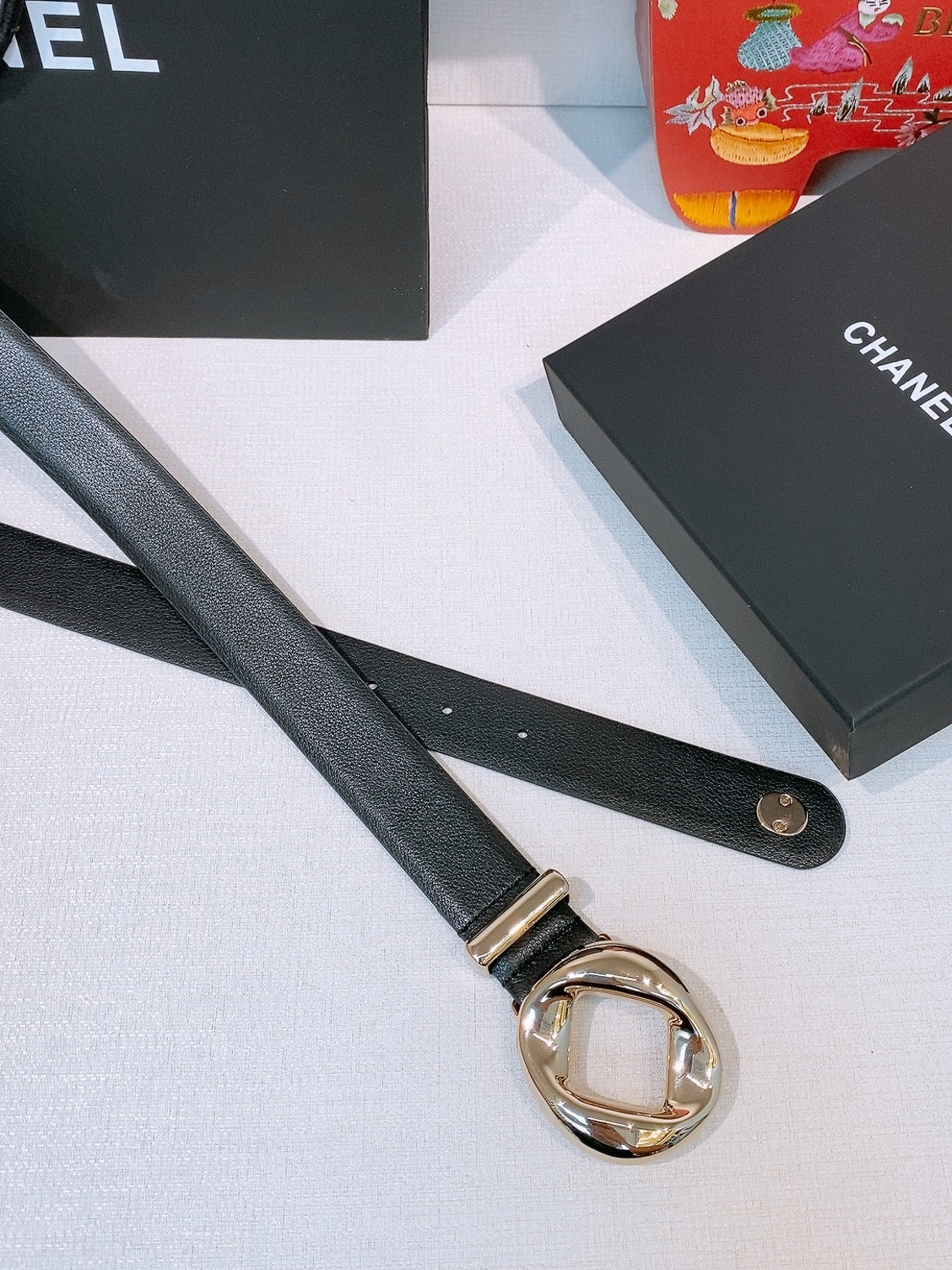 CC Pre 26s Belt 3.0cm Black Light Gold Calfskin 203374