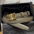 CEL Triomphe Belt 18mm Etoupe Gold Calfskin 187492