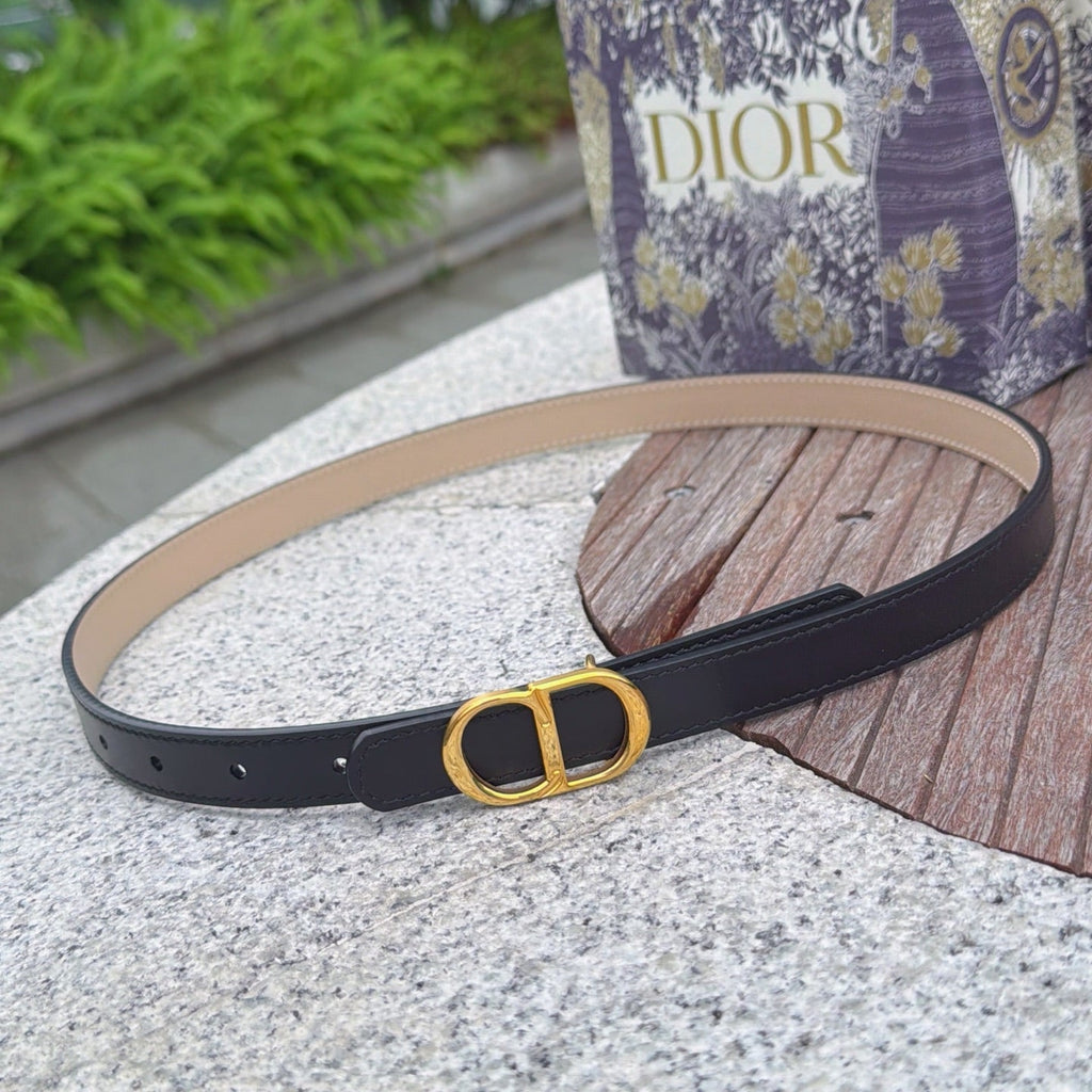 CD 2cm Icon Belt Black Khahi Gold Calfskin 203166