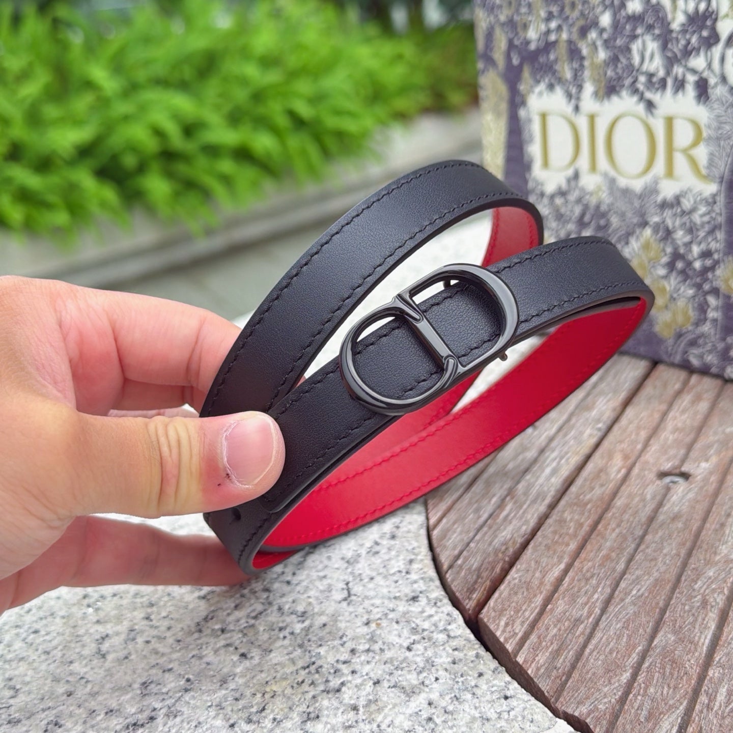 CD 2cm Icon Belt Black Calfskin 203166