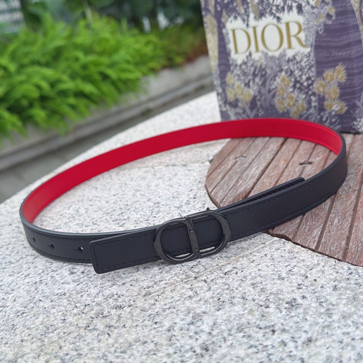 CD 2cm Icon Belt Black Calfskin 203166