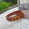 CD 2cm Icon Belt Brown Gold Calfskin 203161