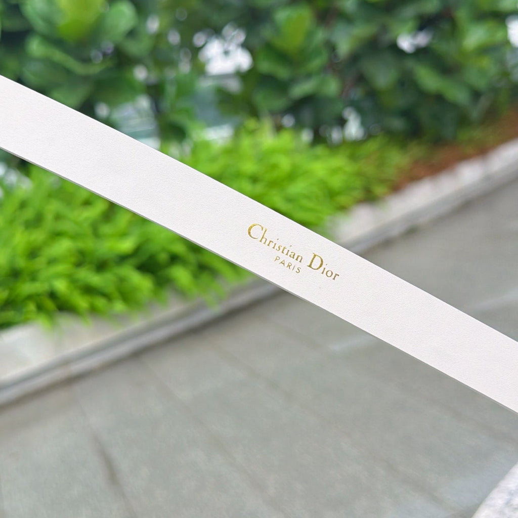 CD 2cm Icon Belt White Gold Calfskin 203162