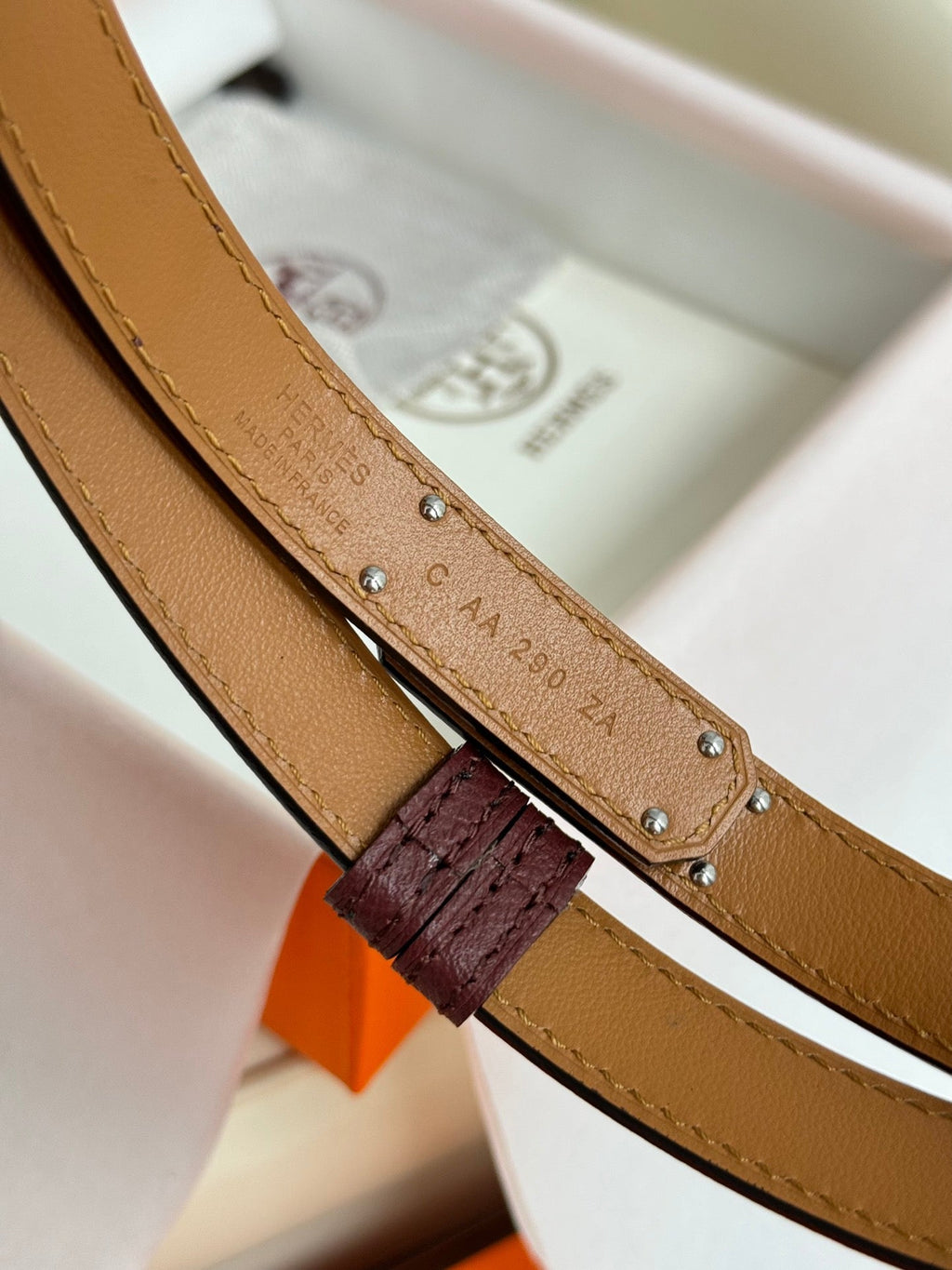 HM Kelly Belt 18mm Burgundy Epsom Leather