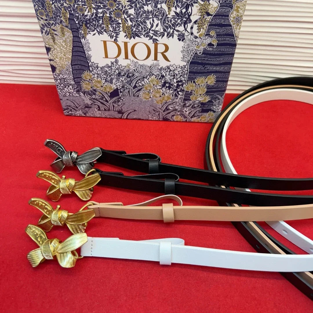 CD 2026 Bow Belt 1.5cm Smooth Calfskin