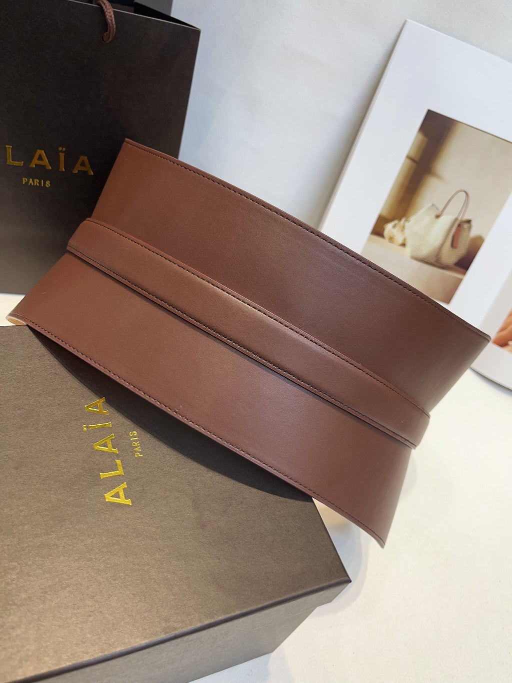 Alaia 26s Belt Coffee Sheepskin 203473