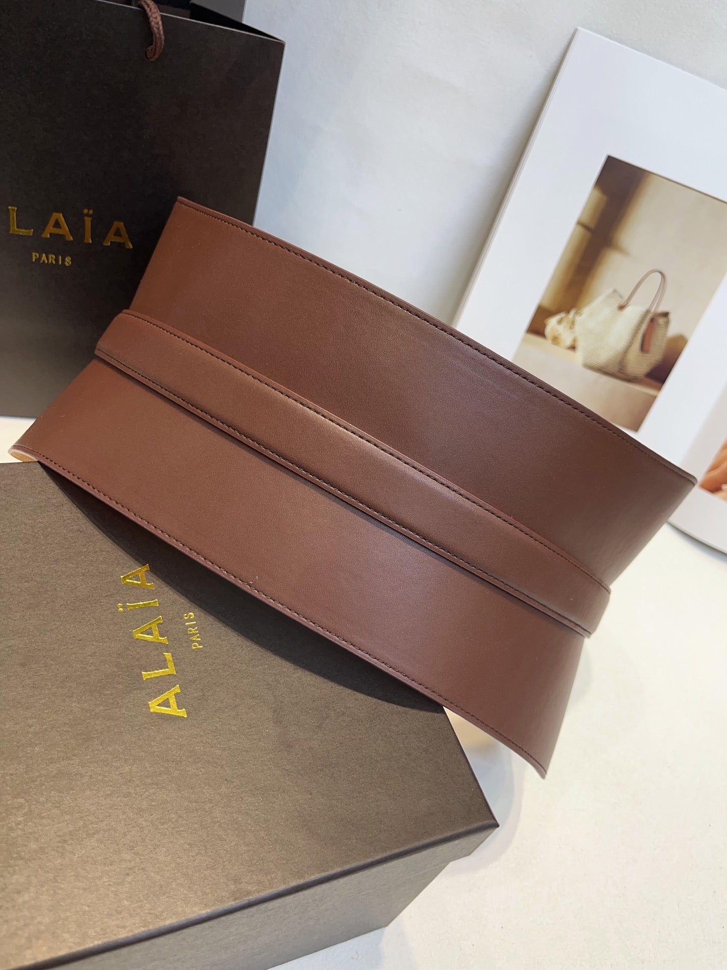 Alaia 26s Belt Coffee Sheepskin 203473