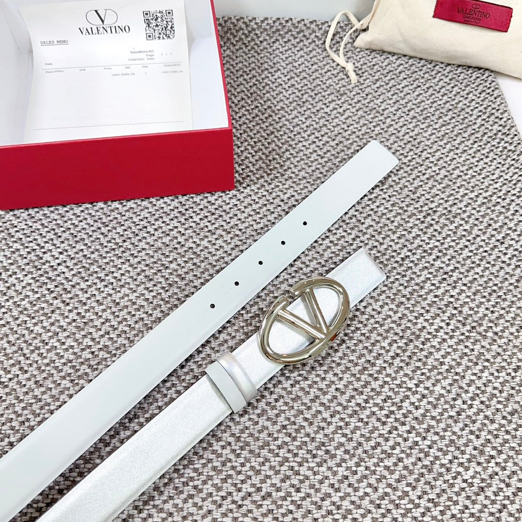 The Bold Edition Reversible Belt 30mm Silver Metalic White Calfskin Silver Buckle