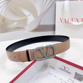 VLOGO SIGNATURE REVERSIBLE BELT 40MM ROSE BLACK CALFSKIN SILVER BUCKLE