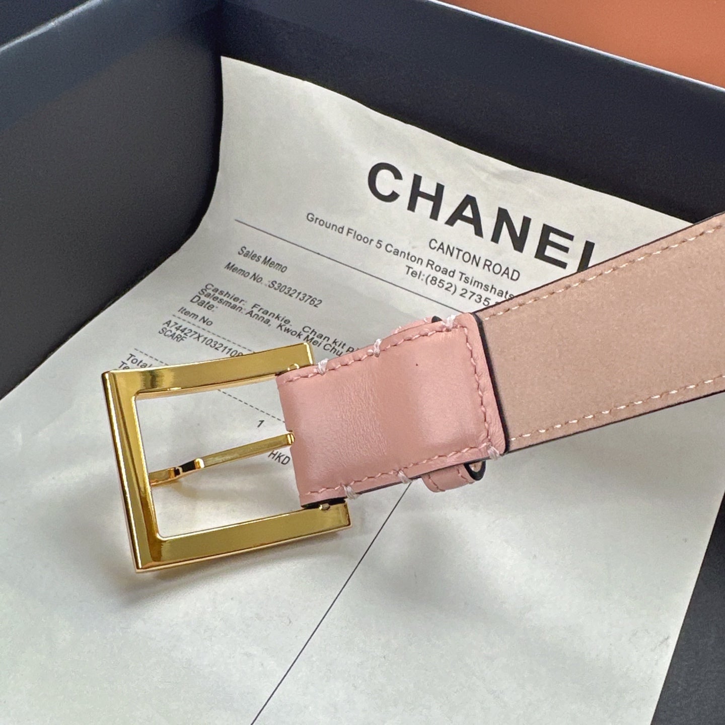 CC Belt 3cm Light Pink Cowhide 202942