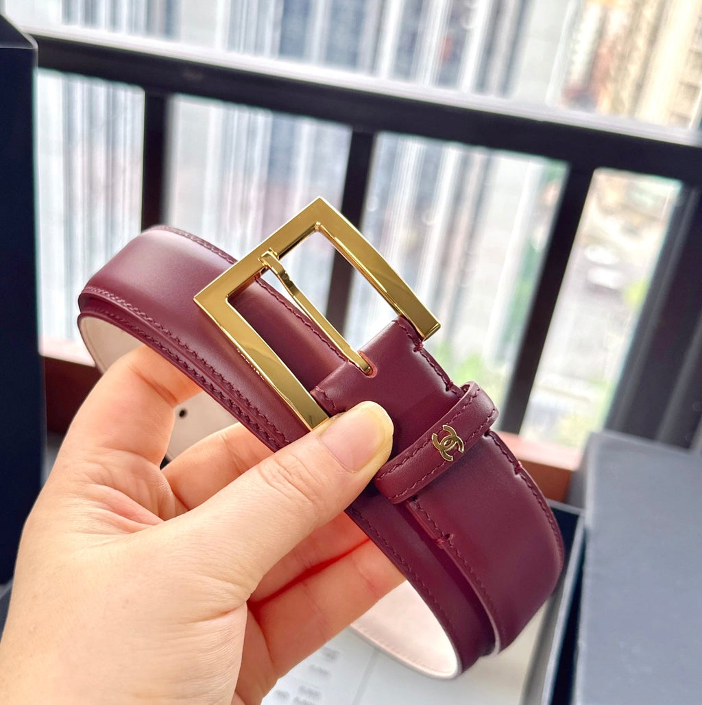 CC Belt 3cm Burgundy Cowhide 202941