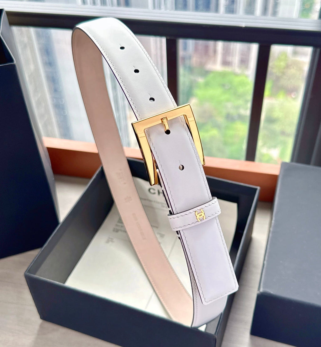 CC Belt 3cm White Cowhide 202940