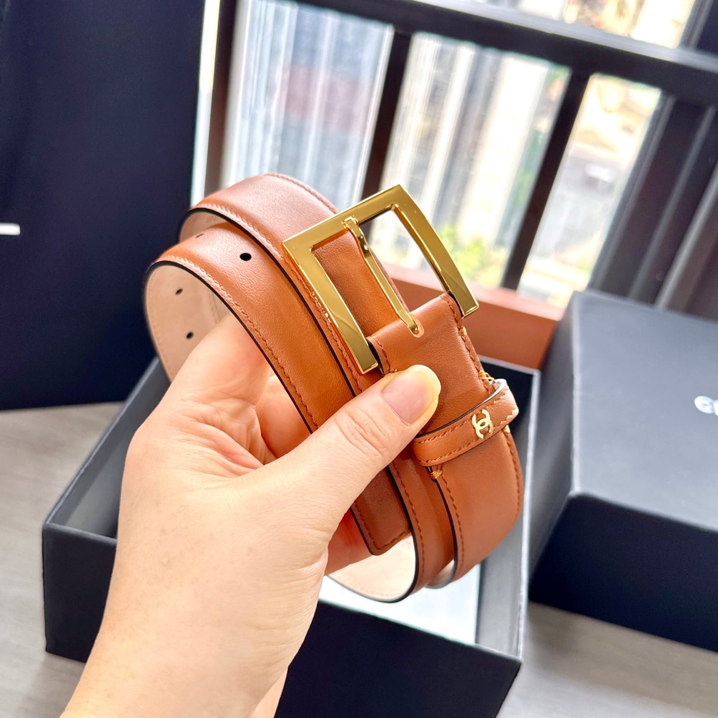 CC Belt 3cm Orange Cowhide 202939
