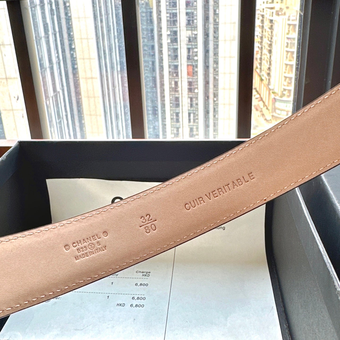 CC Belt 3cm Orange Cowhide 202939