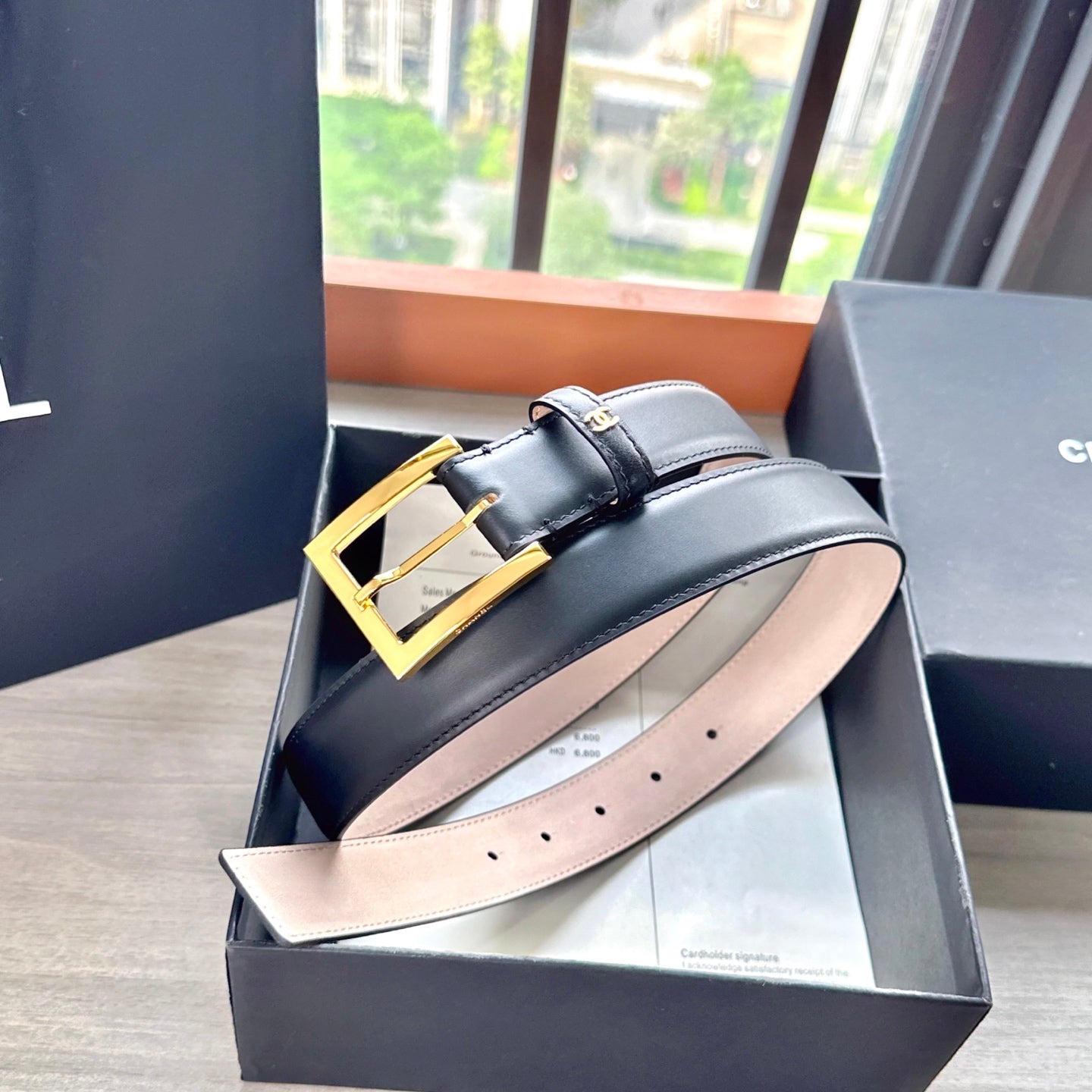 CC Belt 3cm Black Cowhide 202938